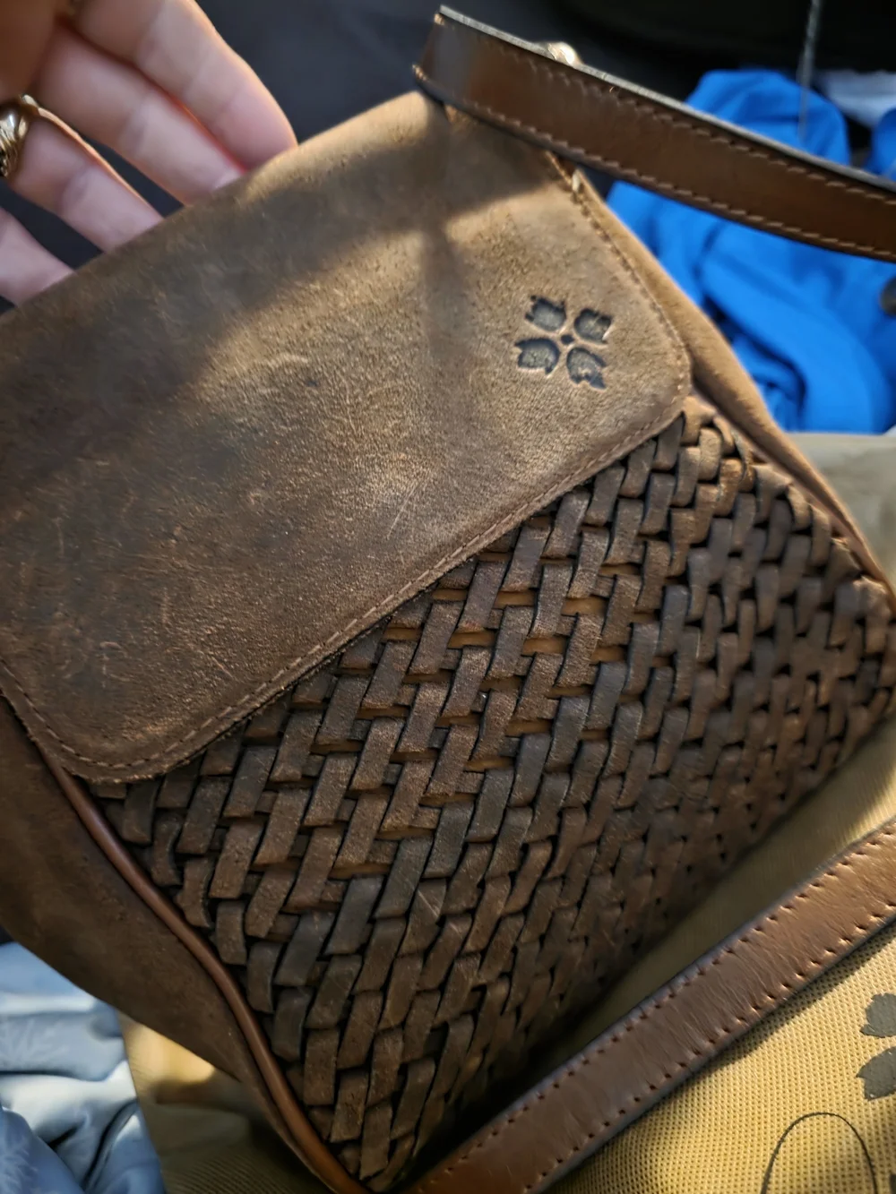 Patricia Nash Brown Woven Leather Crossbody Or Shoulder Bag New.